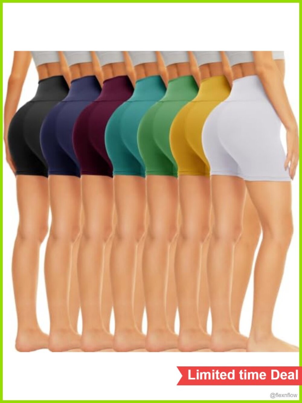 7 Pack Biker Shorts High Waisted Tummy Control Spandex Yoga Gym
